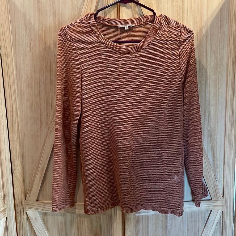 S Charlotte Ruse metallic mauve layering top.